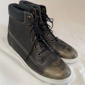 Timberland A135B Glastenbury DISTRESSED Brown/Black Leather Boots SZ 6 NWOB